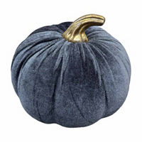 Harvest Navy Velvet Pumpkin Decor, Large