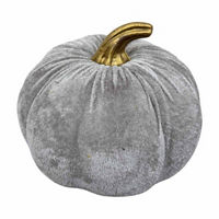 Harvest Light Gray Velvet Pumpkin Decor, Large