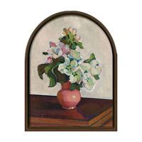 Framed Arch Canvas of Apple Blossoms, 13.25x17.25 in