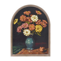 Framed Arch Canvas of Bouquet Still Life, 13.25x17.25 in