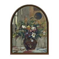 Framed Arch Canvas of Fleurs Bouquet, 13.25x17.25 in