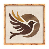 Bird Motif Art with Wooden Frame, 12.63x12.63 in