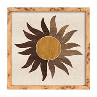 Sunburst Motif Art with Wooden Frame, 12.63x12.63 in
