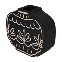 Ceramic Black White Vase, 6.38x5.75x2.25 in
