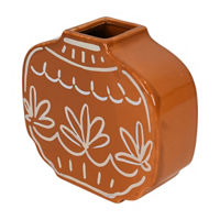 Ceramic Terra Cotta Vase, 6.38x5.75x2.25 in