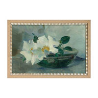 Double Moulding Framed Art of Wild White Roses,