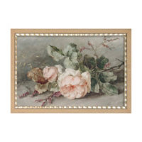 Double Moulding Framed Art of Pink Roses, 20x14 in