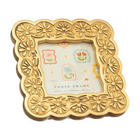 Gold Scalloped Picture Frame with Floral Engraving, 4x4