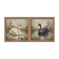 Framed Art Set of Swans, 12x12 in