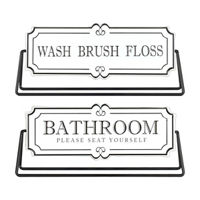White Double-Sided Bathroom Sign