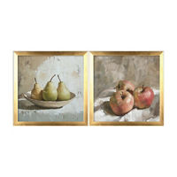 Framed Art Set of Pears and Apples Still Life, 2 pc