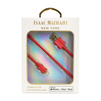 Isaac Mizrahi Orange Striped USB-A to Lightning Charge & Sync Cable, 6 ft