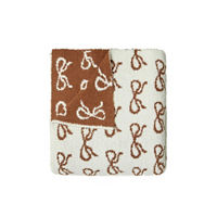 No Comment Cream & Brown Bow Print Double-Sided Blanket