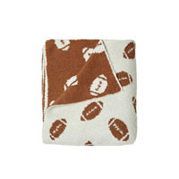 Cream & Brown Football Print Double-Sided Blanket