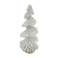 Christmas White Tabletop Bottle Brush Tree Decor, 9 in