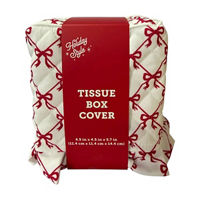 Holiday Style Bow Print Tissue Box Cover, 4.5x5.7 in