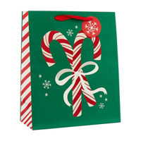 Christmas Side Striped Green Candy Cane Gift Bag, Large