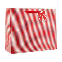 Christmas Red Striped Wide Gift Bag, Large