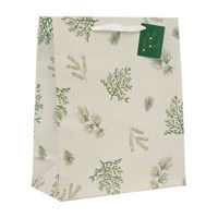Christmas Green Striped Tree Branch Print Gift Bag, Large