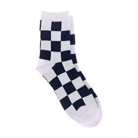 No Comment Black & White Checker Print Socks,