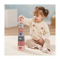 Moover 7 Piece Heart Printed Stacking Blocks Set