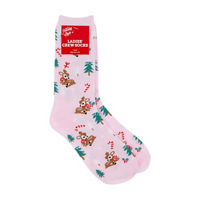 Holiday Style Ladies' Christmas Deer Pink Crew Socks