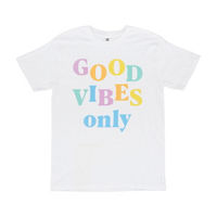 Summer White "Good Vibes Only" T-Shirt, Small