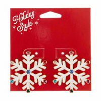 Holiday Style White Snowflake Earrings