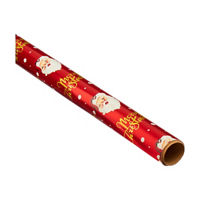 Christmas Foil Red Santa Print Gift Wrap