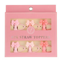 Loft & Ladle Pink Bow Straw Toppers, 6 pk