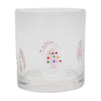 Christmas Glass with Pink Tree Designs