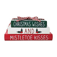Christmas Wishes Boxtop Tabletop Decor with Stacked Books Design