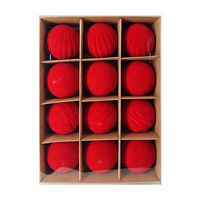 Christmas Red Velvet Flocked Ball Ornament Set, 12