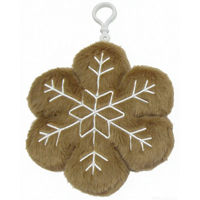 Holiday Style Brown Snowflake Christmas Plush Keychain