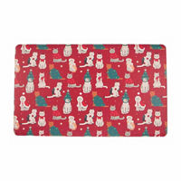 Christmas Red Cat Print Kitchen Mat, 18x30 in