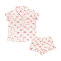 Women's Pink Bow Print Pajama Set, X-Large