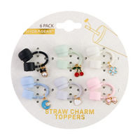 Hydragear Multicolor Straw Toppers with Charms, 6 pk