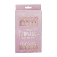 Core Light Pink Glass Straws & Straw Brush,