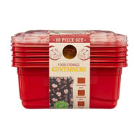 Core Kitchen Red Food Storage Containers with Santa Print Lid, 5 pk