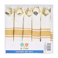 321 Party Gold Plastic Cutlery Set with Napkins, 10 ct