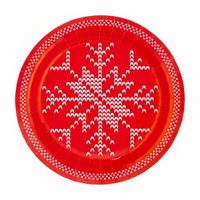 Christmas Red & White Snowflake 9 in Paper Plates, 8 ct