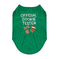 Christmas Green 'Official Cookie Tester' Screen Print Dog Tank, X-Small