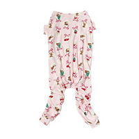 Christmas 4 Legs Pink Bow Print Dog Pajamas, Small