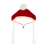 Christmas Red Knit Pet Pom Pom Hat with Tassels, Medium