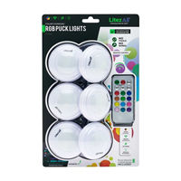 LitezAll® RGB Remote Controlled Puck Light 6 Pack