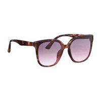 Tortoise Shell Square Frame Sunglasses with Rose Lenses