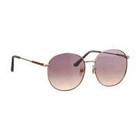 Gold Metal Round Frame Sunglasses with Rose Lenses