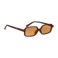 Tortoise Shell Rectangle Frame Sunglasses with Amber Lenses