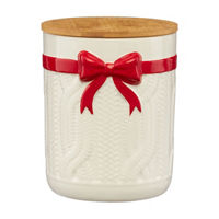 Christmas Sweater Embossed Cannister with Wooden Lid