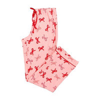 Women's Christmas Pink Candy Cane Bow Print Pajama Pants, Small
